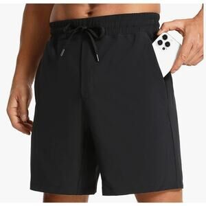 CRZ YOGA Men's XS Linerless Workout Shorts 7'' Quick Dry Running Shorts Black